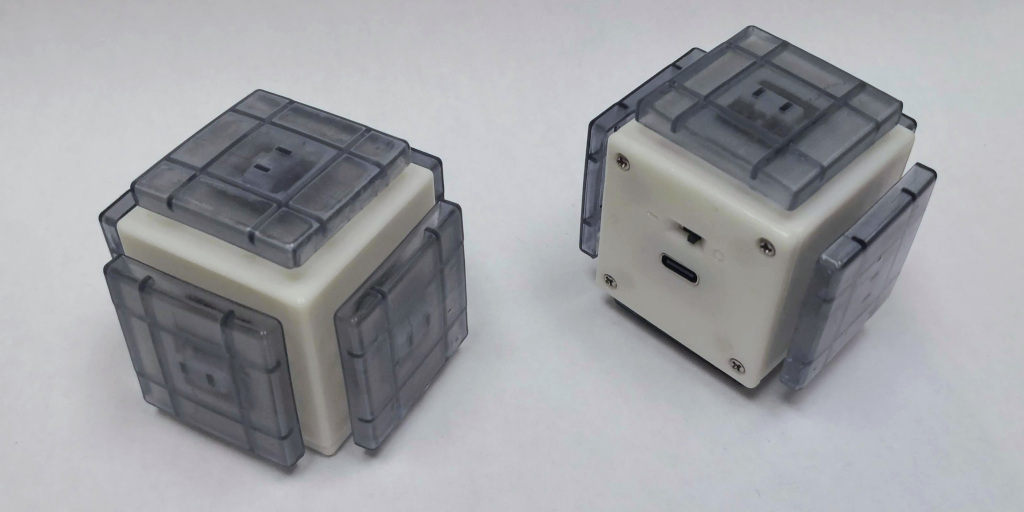 A photograph of two baby keycubes